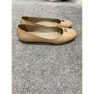 Halston Heritage Nude Patent Leather H Logo Ballet Flats Sz 8 Made in Italy